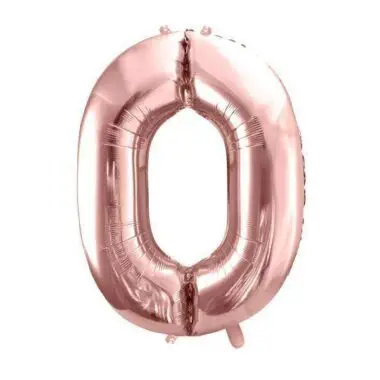 balon cyfra 0 różowo-złota