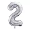 srebrna cyfra 2 balon