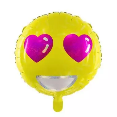 foliowy balon emotikon serca żółty