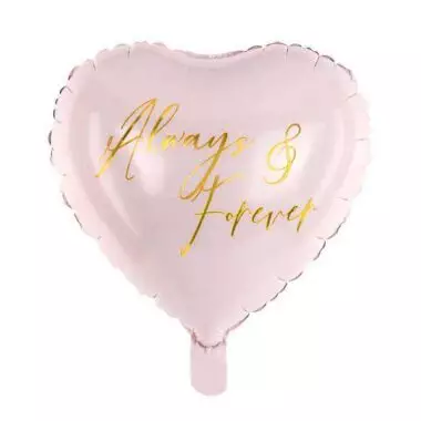 balon serce z napisem always&forever jasnoróżowy