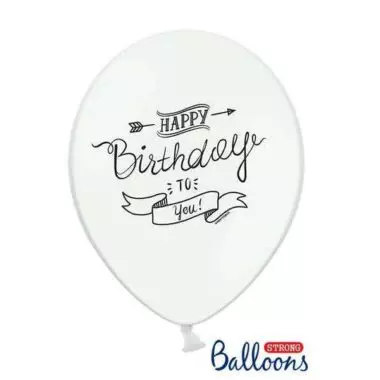 balon happy birthday biały