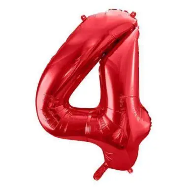 foliowy balony cyfra 4 czerwony 86 cm