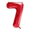 foliowy balony cyfra 7 czerwony 86 cm