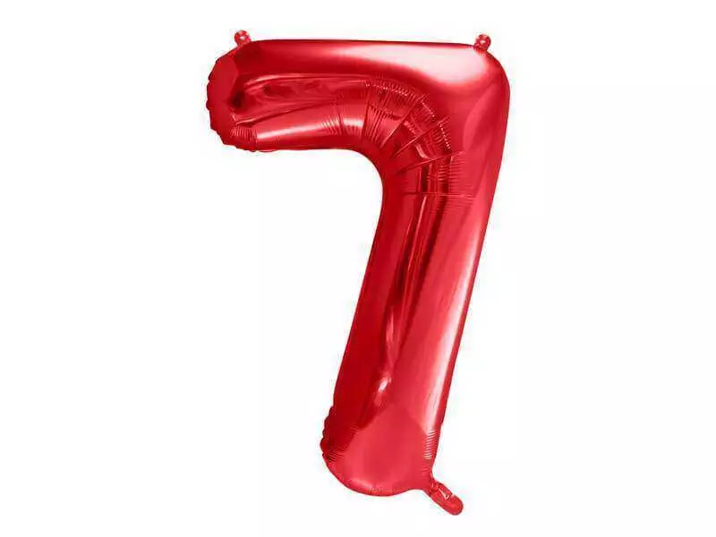 foliowy balony cyfra 7 czerwony 86 cm