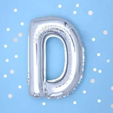 balon litera D srebrny 35cm