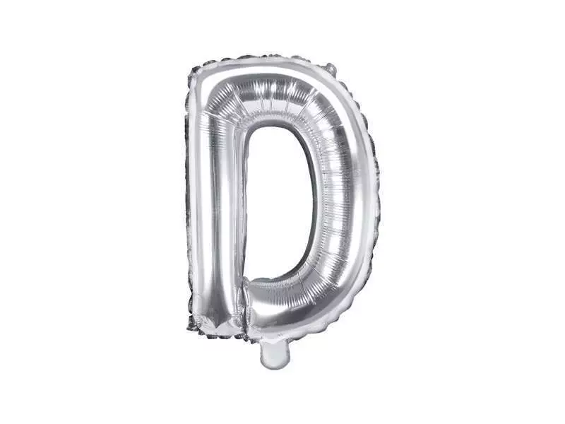 balon litera D srebrny 35cm