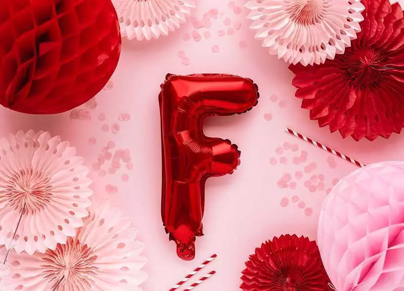 balon litera f czerwony 35cm
