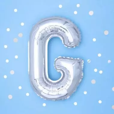balon litera g srebrny 35cm
