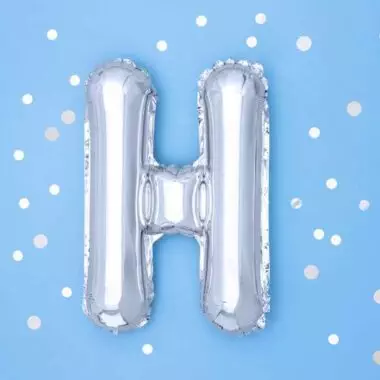 balon litera h srebrny 35cm