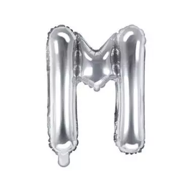 balon litera m srebrny 35cm