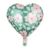 zielony balon serce w kwiaty