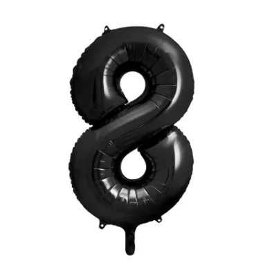 czarny balon cyfra 8